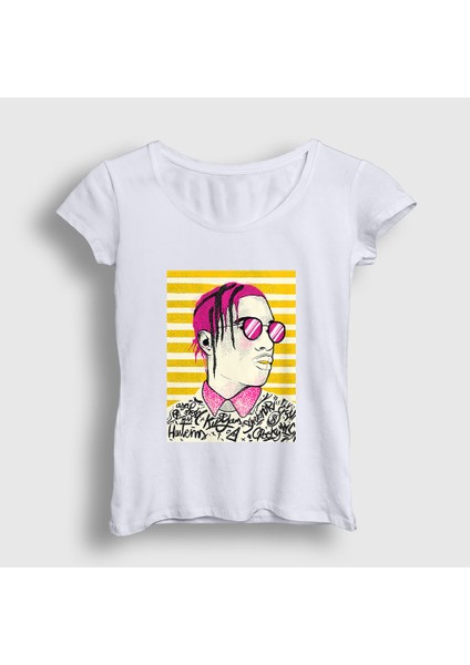 Kadın Beyaz Cool ASAP Rocky T-Shirt