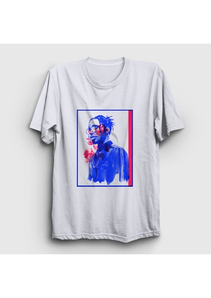 Unisex Beyaz Watercolor ASAP Rocky T-Shirt