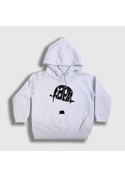 Unisex Çocuk Beyaz Hat Charlie Chaplin Kapüşonlu Sweatshirt