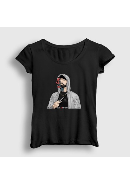 Kadın Siyah Love Eminem T-Shirt