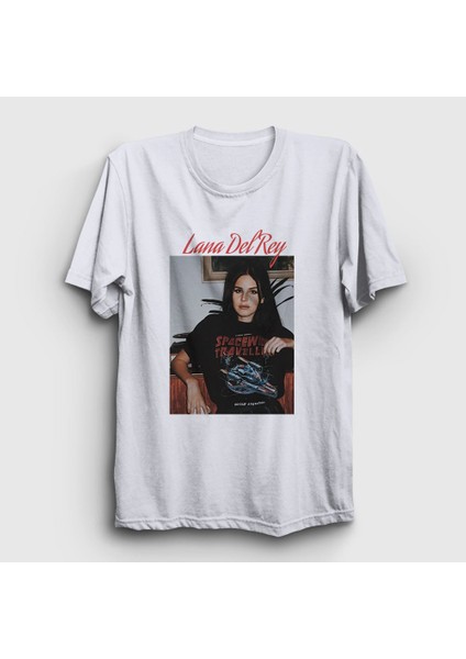 Unisex Beyaz Space Lana Del Rey T-Shirt