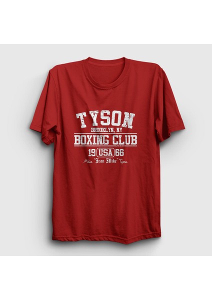 Unisex Kırmızı Boxing Club Mike Tyson T-Shirt