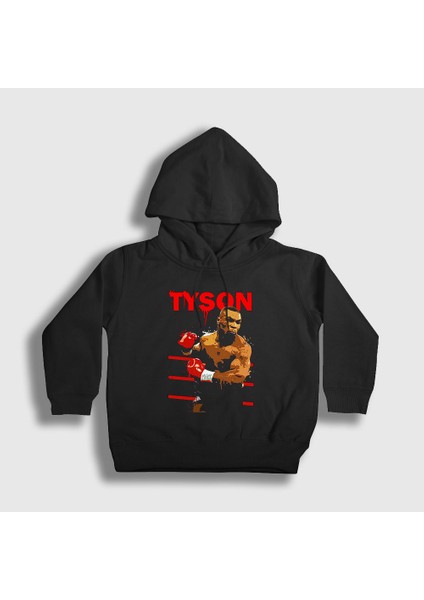Unisex Çocuk Siyah Punch Mike Tyson Kapüşonlu Sweatshirt