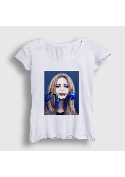 Kadın Beyaz Rose Lana Del Rey T-Shirt