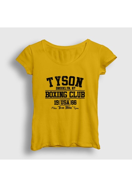 Kadın Sarı Boxing Club Mike Tyson T-Shirt