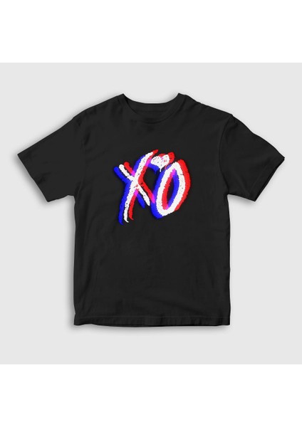 Unisex Çocuk Siyah Glitch Xo The Weeknd T-Shirt