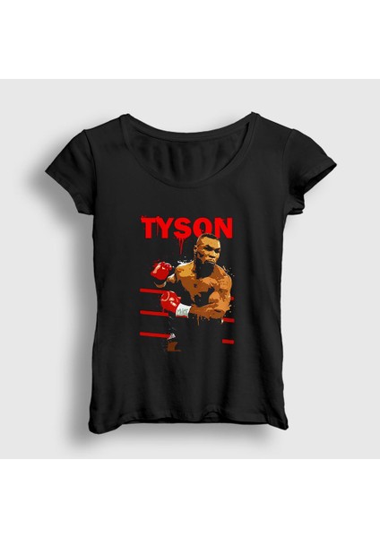 Kadın Siyah Punch Mike Tyson T-Shirt