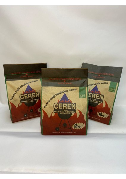 Meşe Mangal Kömürü 2 kg x 3 Adet (Çıra,odun,eldiven ve Islak Mendil) Hediyeli