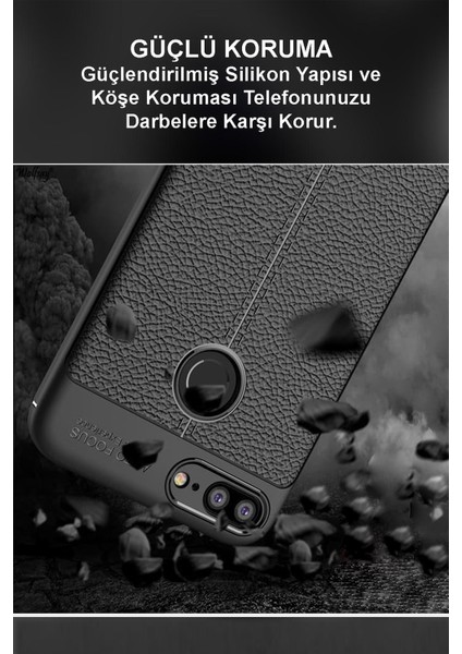 Mi Mix 3 Kılıf Darbe Korumalı Deri Görünümlü Silikon Arka Kapak - Kırmızı