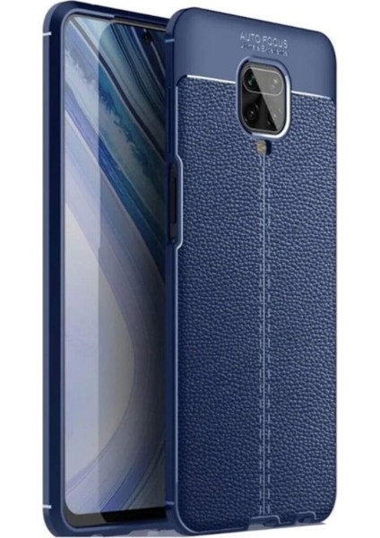 Caseart Redmi Note 9s Kılıf Darbe Korumalı Deri Görünümlü Silikon Arka Kapak - Lacivert