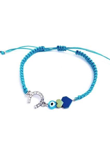 Nazar Boncuklu Hematit Kalpli At Nalı Parlak Taşlı Bileklik indirimleri