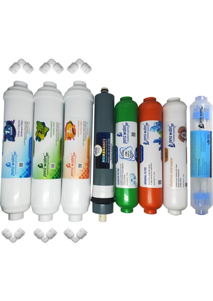 Kapalı Kasa Su Arıtma Cihazlarına Uygun Platinium Mebranlı 8 Li Alkali + Mineral + Detox Filtre Seti