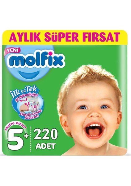 Dev Beden 5+ (13-20 Kg) Junior Plus 220'LI Bebek Bezi