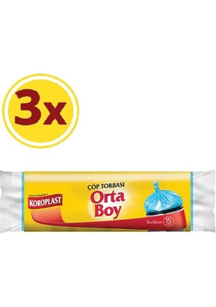 Orta Boy Çöp Torbası 15'li x 3