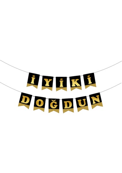 Iyi Ki Doğdun Flama ( Siyah Zemin Altın Harf )