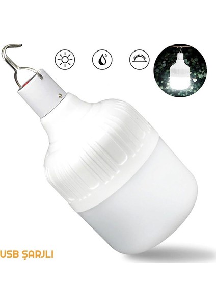 3 Modlu USB Şarjlı Asılabilir LED Lamba Beyaz