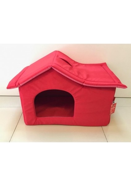 Kedi Köpek Evi Yatağı Minder Kulübe Kırmızı 60X45X45