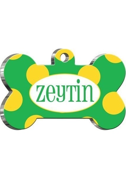 Büyük Sarı Puantiyeli Kemik Şekilli Köpek Künyesi