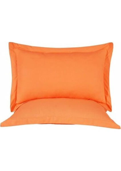 Turuncu Volanlı Fermuarlı Yastık Kılıfı %100 Pamuklu 50 x 70 cm 2li