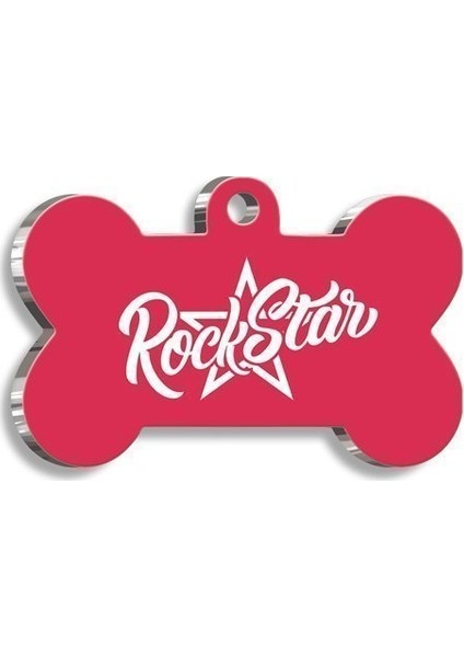 Rock Star Pembe Kemik Şekilli Köpek Künyesi