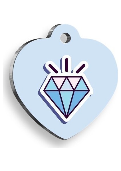 Mavi Diamond Kalp Şekilli Kedi Köpek Künyesi