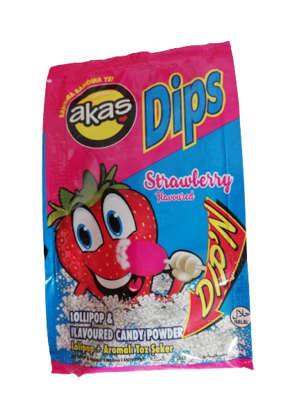 Çilek Aromalı Toz Şekerli Dips Lolipop Paket 36 Lı