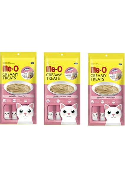 Me-O Creamy Treats Çizgili Orkinos Balıklı Sıvı Kedi Ödül Maması (4 x 15 Gr) x 3 Adet