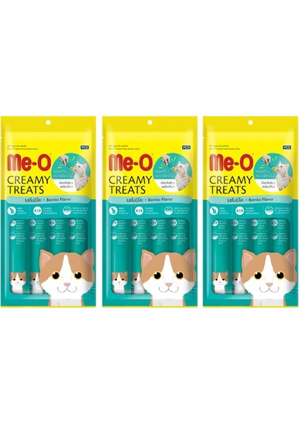 Me-O Creamy Treats Kurutulmuş Ton Balıklı Sıvı Kedi Ödül Maması (4X15 Gr) x 3 Adet