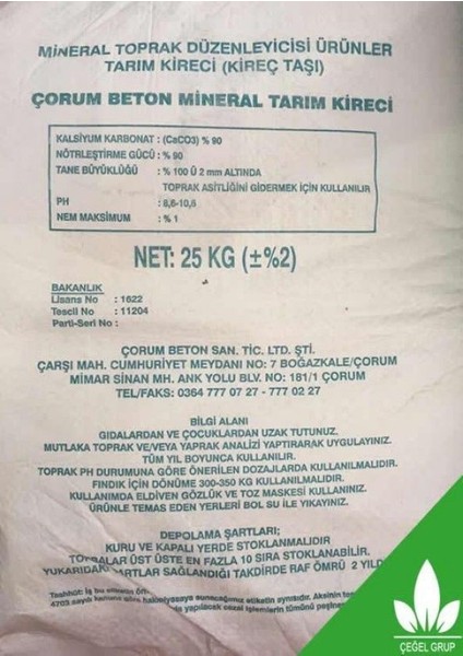 Cegel Ziraat 10 kg Tarım Kireci Toz Kireç