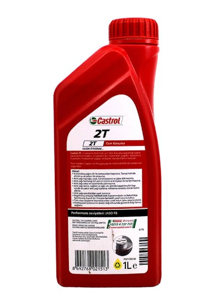 5 x 1 Litre Castrol 2 Zamanlı 2t Yağ - Toplam 5 Litre  - Motosiklet, Mobilet, Ağaç Motoru, Motorlu Tırpan Vb Için