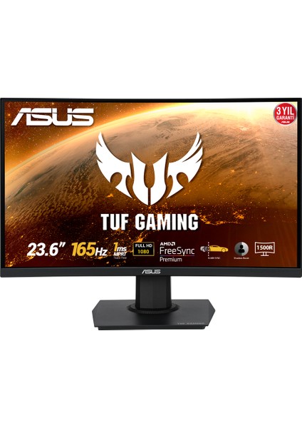 TUF VG24VQE Kavisli 23.6" 165Hz 1ms (HDMI+Display) FreeSync Full HD LED Monitör