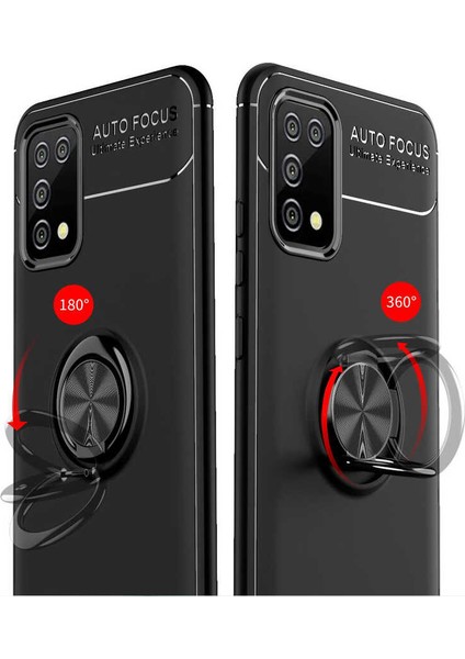 Samsung Galaxy A02S Kılıf Ultra Korumalı Yüzüklü Manyetik Ravel Silikon + Tam Kaplayan 5d Cam Ekran Koruyucu Kırmızı fırsatları