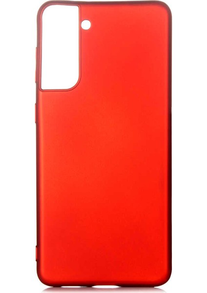 Samsung Galaxy S21 Kılıf Mat Premium Silikon Kılıf + Tam Kaplayan 6d Polymer Nano Ekran Koruyucu Kırmızı