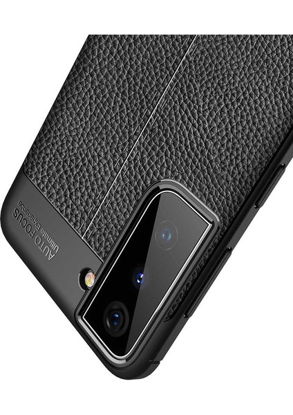 Samsung Galaxy S21 Kılıf Ultra Korumalı Deri Desenli Lüx Niss Silikon Kılıf + Tam Kaplayan 6d Polymer Nano Ekran Koruyucu Lacivert