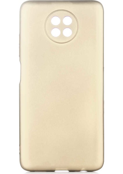 Xiaomi Redmi Note 9 5g Kılıf Mat Premium Silikon Kılıf + Tam Kaplayan 6d Nano Ekran Koruyucu Gold