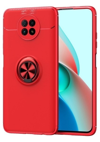 Xiaomi Redmi Note 9 5g Kılıf Ultra Korumalı Yüzüklü Manyetik Ravel Silikon + Tam Kaplayan 5d Cam Ekran Koruyucu Kırmızı