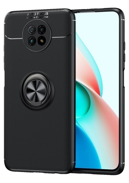 Xiaomi Redmi Note 9 5g Kılıf Ultra Korumalı Yüzüklü Manyetik Ravel Silikon + Tam Kaplayan 5d Cam Ekran Koruyucu Siyah