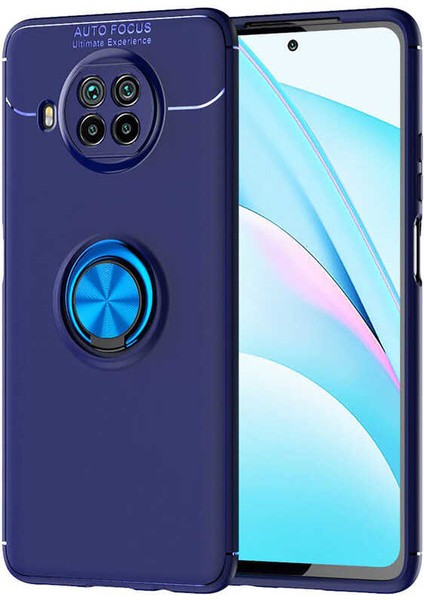 Xiaomi Redmi Note 9 Pro 5g Kılıf Ultra Korumalı Yüzüklü Manyetik Ravel Silikon + Tam Kaplayan 5d Cam Ekran Koruyucu Lacivert
