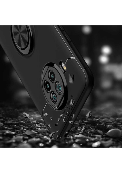 Xiaomi Redmi Note 9 Pro 5g Kılıf Ultra Korumalı Yüzüklü Manyetik Ravel Silikon + Tam Kaplayan 6d Nano Ekran Koruyucu Siyah - Kırmızı