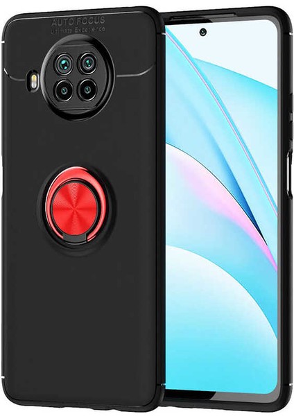 Xiaomi Redmi Note 9 Pro 5g Kılıf Ultra Korumalı Yüzüklü Manyetik Ravel Silikon + Tam Kaplayan 6d Nano Ekran Koruyucu Siyah - Kırmızı