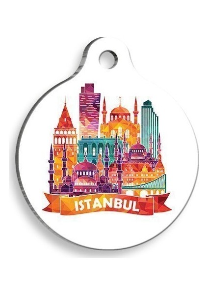 Istanbul Şehri Yuvarlak Kedi ve Köpek Künyesi