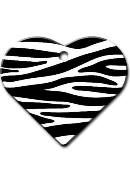 Zebra Desenli Geniş Kalp Kedi Köpek Künyesi