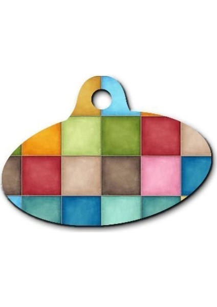 Kare Desenli Elips Kedi Köpek Künyesi