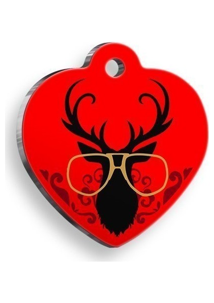 Christmas Serisi Glasses Deer Kalp Kedi ve Köpek Künyesi