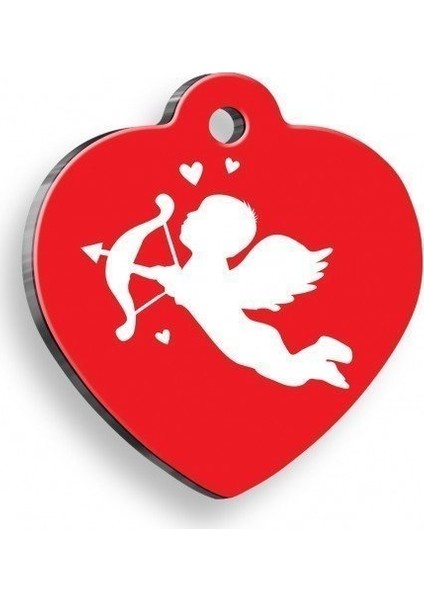 Kırmızı Eros Kalp Şekilli Kedi Köpek Künyesi