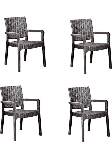 Troya Rattan Koltuk Kahverengi | 4'lü Set