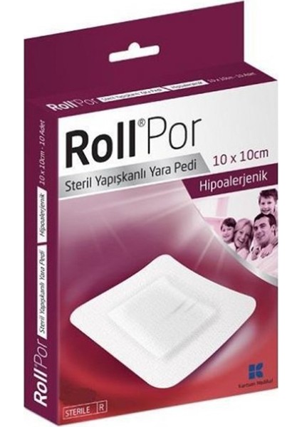 Por 10x10 cm 10'lu Steril Yapışkanlı Yara Pedi