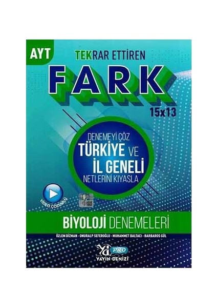 Yayın Denizi Yayınları AYT Biyoloji Fark 15 x 13 Tekrar Ettiren Denemeleri