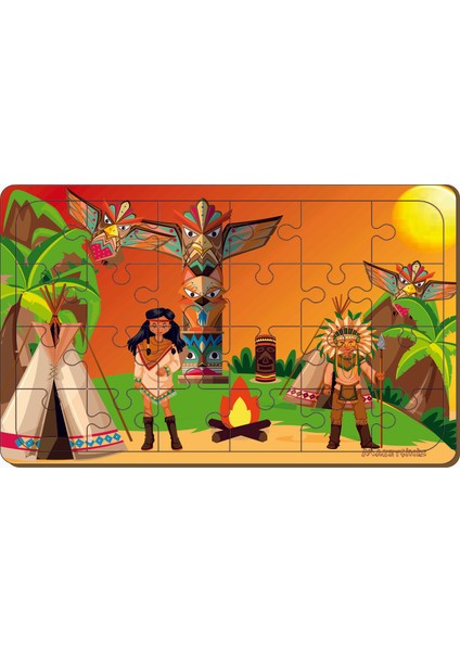 4 Adet 24 Parça Ahşap Puzzle Yapboz Set-8