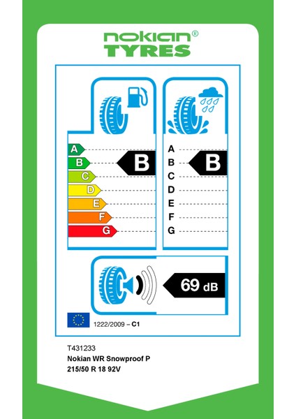 Nokian Tyres WR Snowproof P 215/50 R18 92V Kış Lastiği(2023 Üretimi)